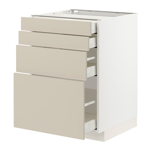 Mueble de cocina METOD en color beige con múltiples cajones, diseño elegante y moderno.