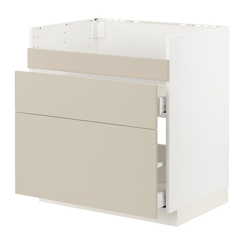 Mueble de cocina METOD color crema con cajones y diseño elegante.