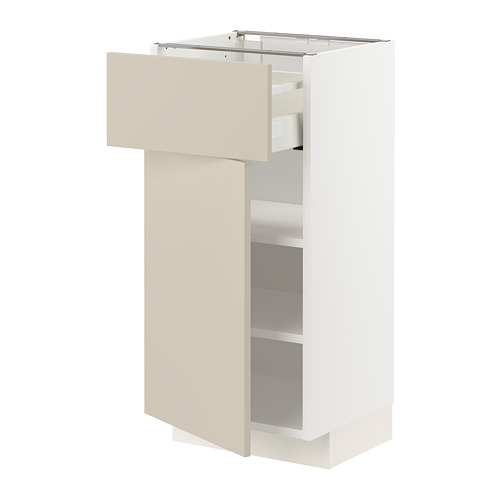 Mueble de cocina METOD en color beige con cajones y estantes, diseño moderno, materiales duraderos.