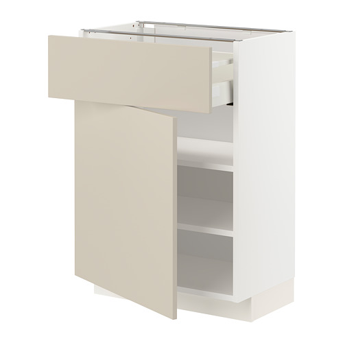 Mueble de cocina IKEA METOD, beige con diseño blanco, rectangular, liso, moderno.