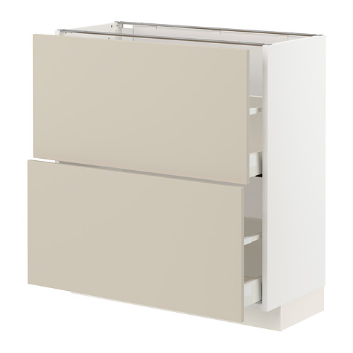 Mueble de cocina METOD en color beige con frentes lisos, dos cajones anchos y un diseño elegante y rectangular.