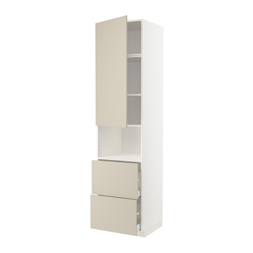 Mueble de cocina METOD en color beige con cajones y estantes, diseño moderno.