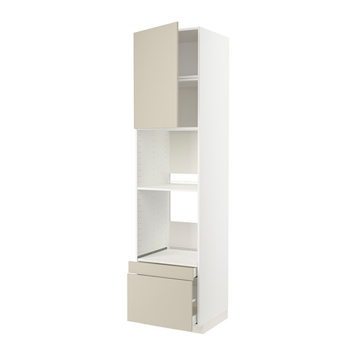 Mueble de cocina METOD en color beige con armario abierto y cajón.