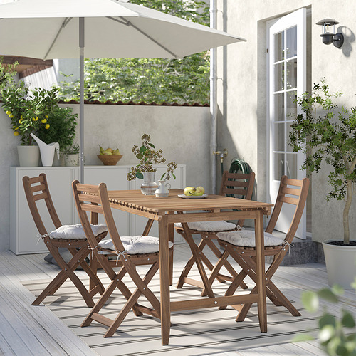 ASKHOLMEN, table and 4 folding chairs, outdoor 2 of 5 open dialog