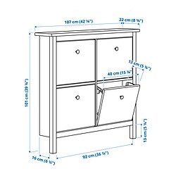 Measurement Illustration - HEMNES shoe cabinet with 4 compartments