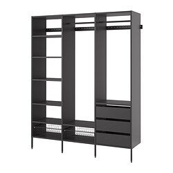 AURDAL, wardrobe combination, Dark gray