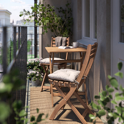 ASKHOLMEN, table and 2 folding chairs, outdoor 2 of 7 open dialog