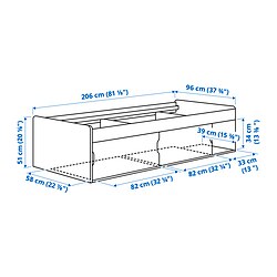 Ilustración de medidas - KLIPPUGGLA estructura de cama con almacenaje