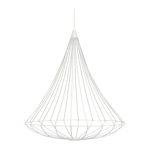 STRÅLA, lámpara colgante blanca, diseño geométrico moderno, sin montaje, luz decorativa suave.