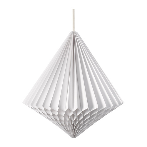Lámpara STRÅLA, blanca, forma cónica, diseño colgante, material de cartón.