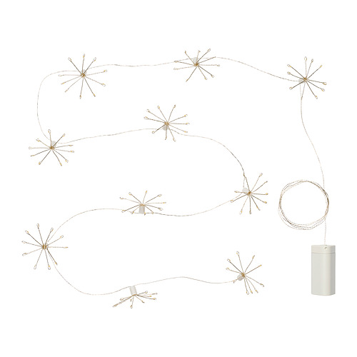 Guirnalda de luces doradas STRÅLA, que funcionan con pilas, brillo cálido, diseño festivo y brillante, materiales plásticos ecológicos.