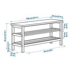 Measurement Illustration - TJUSIG bench with shoe storage