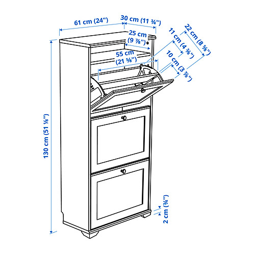 BRUSALI, shoe cabinet with 3 compartments 4 of 4 open dialog
