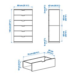 Ilustración de medidas - NORDLI Cómoda de 6 cajones