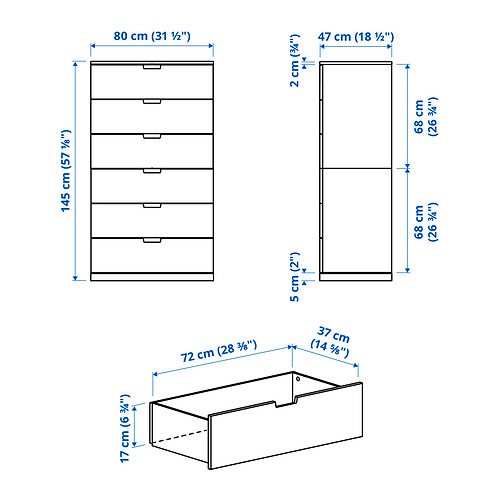 NORDLI, 6-drawer chest 5 of 5 open dialog