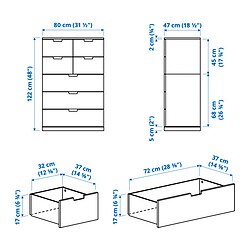 Ilustración de medidas - NORDLI Cómoda de 7 cajones