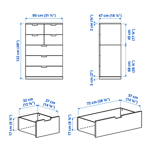 NORDLI, 7-drawer dresser 6 of 6 open dialog