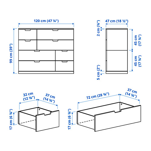 NORDLI, 8-drawer dresser 6 of 6 open dialog