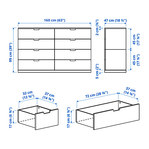 NORDLI, 8-drawer dresser 6 of 6 open dialog