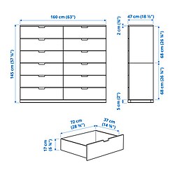 Ilustración de medidas - NORDLI Cómoda de 12 cajones