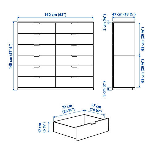 NORDLI, 12-drawer chest 8 of 8 open dialog