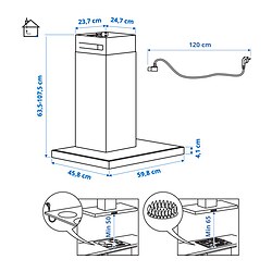 Ilustración de medidas - MATÄLSKARE extractor de pared