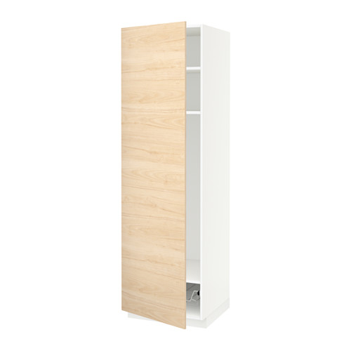 Mueble con puerta de madera, fresno claro, rectangular, diseño minimalista.
