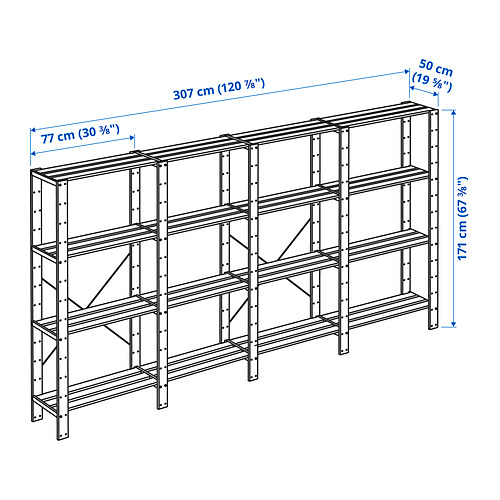 HEJNE, 4 section shelving unit 4 of 4 open dialog