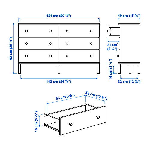 TARVA, 6-drawer chest 8 of 8 open dialog