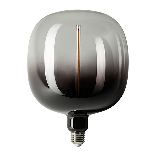 Bombilla MOLNART, cristal negro, filamento arqueado, resplandor cálido, base e26.