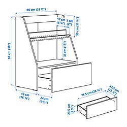 Measurement Illustration - BERGIG book display with storage