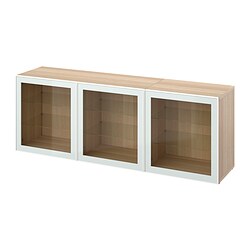 BESTÅ, mueble salón, Glassvik blanco / verde claro vidrio transparente