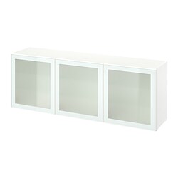 BESTÅ, storage combination with doors, White / Glassvik white frosted glass