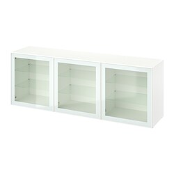 BESTÅ, storage combination with doors, White / Glassvik white clear glass