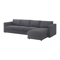 VIMLE, 4-seater sofa with chaiselongue, Gunnared medium grey