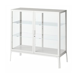 MILSBO, glass-door cabinet, White
