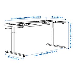 Ilustración de medidas - MITTZON estructura inferior para escritorio
