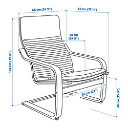 Ilustración de medidas - POÄNG sillón