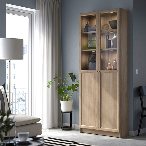 BILLY / OXBERG, bookcase with panel/glass doors 2 of 9 open dialog
