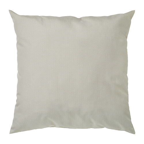 Beige claro, almohada cuadrada con sutil estampado de chevron, poliéster reciclado.