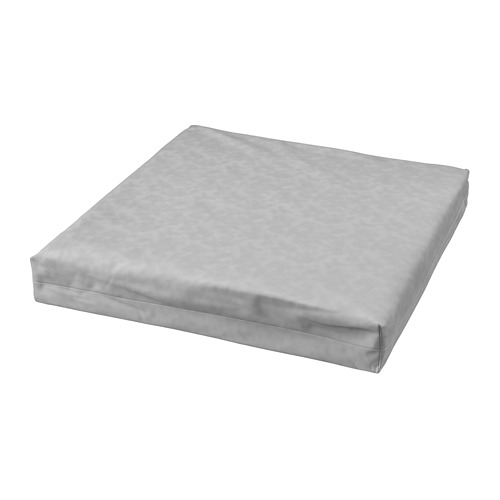 Cojín DUVHOLMEN, gris, rectangular, relleno de poliéster suave, funda de tejido liso, diseño versátil.