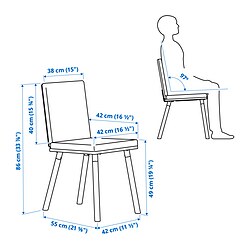 Ilustración de medidas - TONSTAD silla