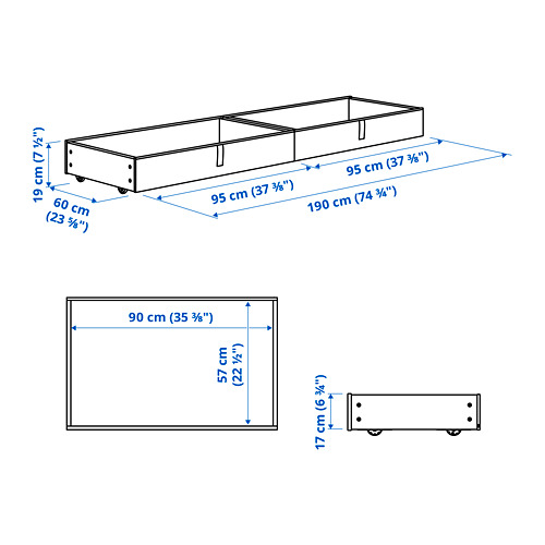 GLADSTAD, upholstered bed storage box 6 of 6 open dialog