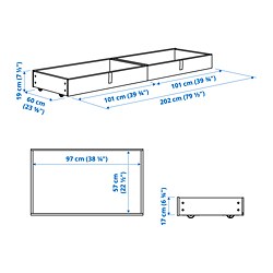 Measurement Illustration - GLADSTAD upholstered bed storage box