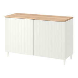 BESTÅ, aparador con puertas, Blanco-chapa roble / Sutterviken blanco
