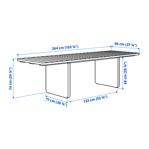 Ilustración con medidas del producto: VITTSKÄR.