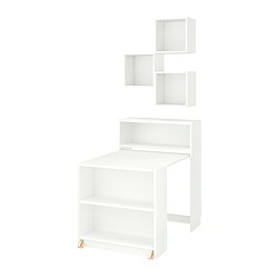 BILLY/BERGSHULT, bookcase comb w foldable table, White