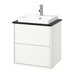 HAVBÄCK/ORRSJÖN, Bathroom vanity with sink & faucet, White / black marble effect