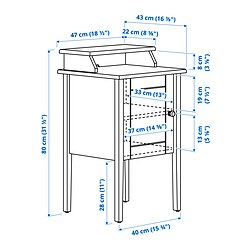 Ilustración de medidas - OLDERDALEN mesita de noche