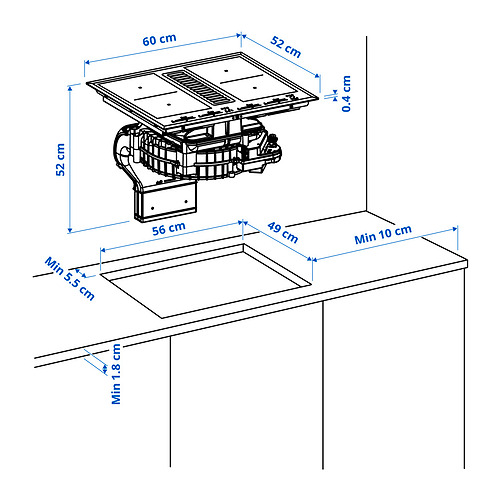 TÄCKNAN, Induction cooktop w/downdraft vent. 11 of 11 open dialog